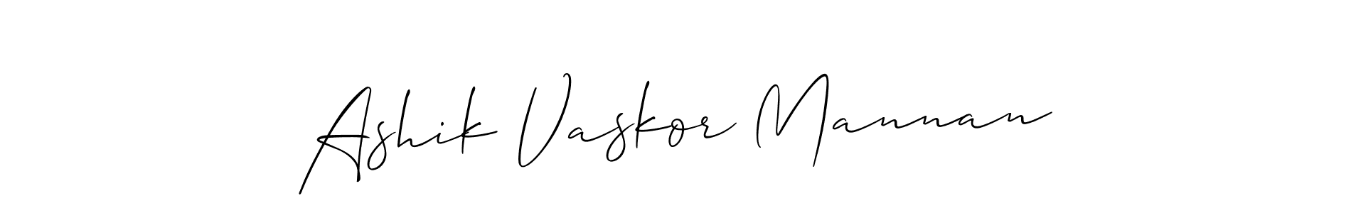 Similarly Allison_Script is the best handwritten signature design. Signature creator online .You can use it as an online autograph creator for name Ashik Vaskor Mannan. Ashik Vaskor Mannan signature style 2 images and pictures png