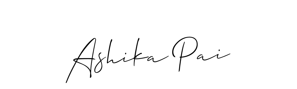 The best way (Allison_Script) to make a short signature is to pick only two or three words in your name. The name Ashika Pai include a total of six letters. For converting this name. Ashika Pai signature style 2 images and pictures png