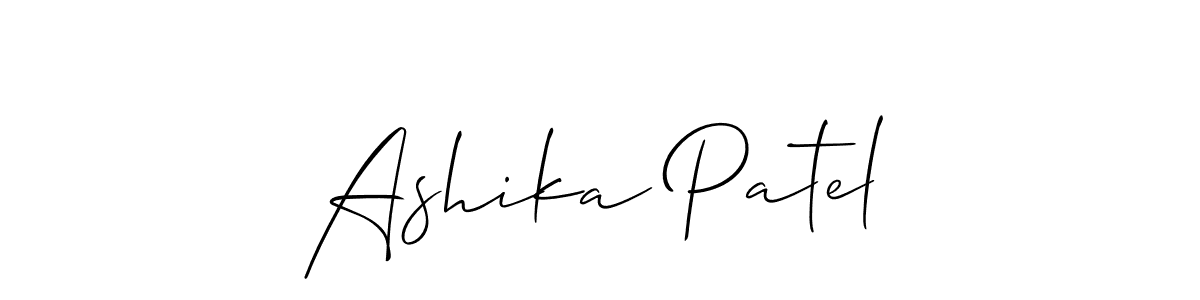 How to make Ashika Patel name signature. Use Allison_Script style for creating short signs online. This is the latest handwritten sign. Ashika Patel signature style 2 images and pictures png