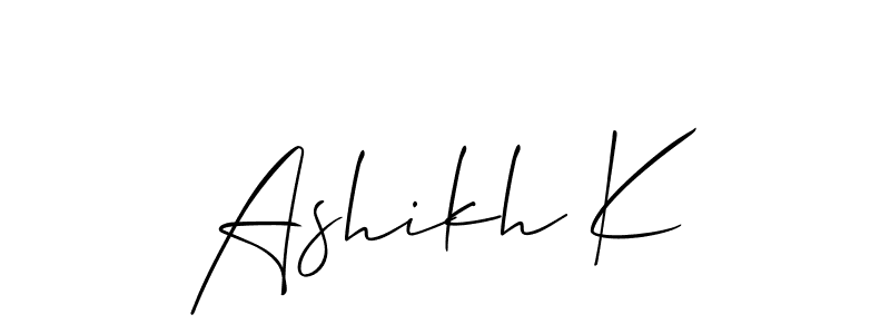 How to Draw Ashikh K signature style? Allison_Script is a latest design signature styles for name Ashikh K. Ashikh K signature style 2 images and pictures png