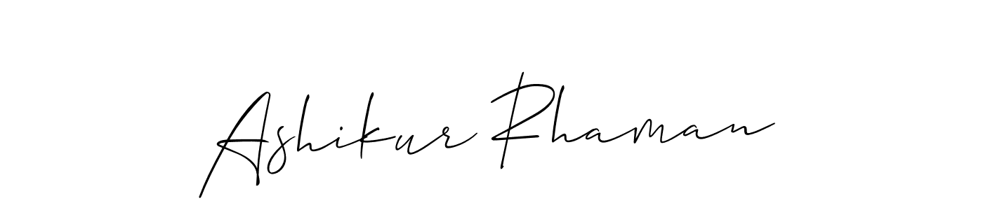 Also we have Ashikur Rhaman name is the best signature style. Create professional handwritten signature collection using Allison_Script autograph style. Ashikur Rhaman signature style 2 images and pictures png