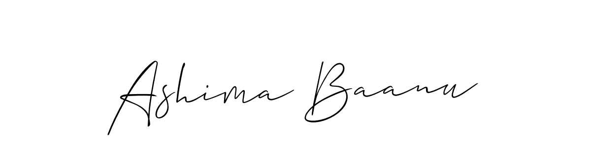 Design your own signature with our free online signature maker. With this signature software, you can create a handwritten (Allison_Script) signature for name Ashima Baanu. Ashima Baanu signature style 2 images and pictures png