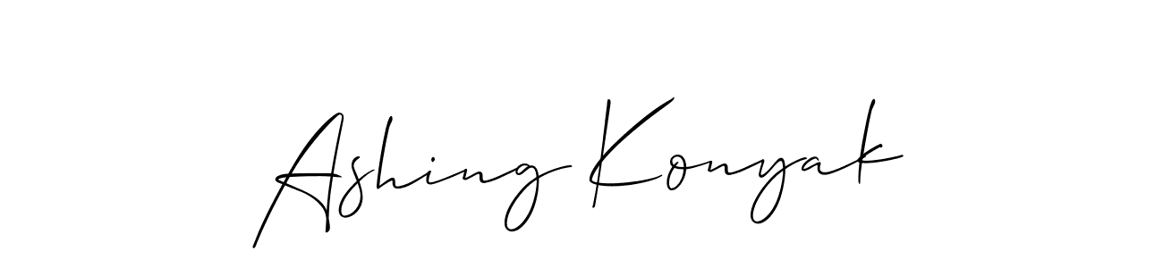 It looks lik you need a new signature style for name Ashing Konyak. Design unique handwritten (Allison_Script) signature with our free signature maker in just a few clicks. Ashing Konyak signature style 2 images and pictures png