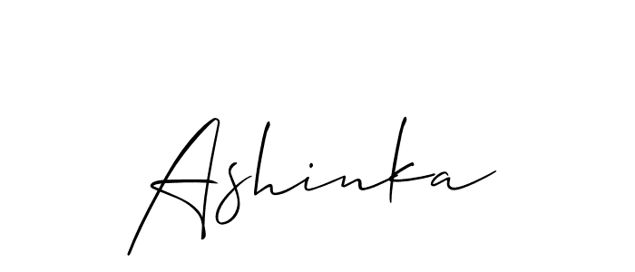 Make a beautiful signature design for name Ashinka. With this signature (Allison_Script) style, you can create a handwritten signature for free. Ashinka signature style 2 images and pictures png