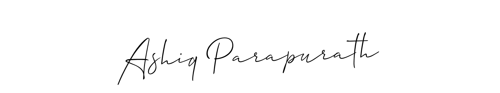 Make a short Ashiq Parapurath signature style. Manage your documents anywhere anytime using Allison_Script. Create and add eSignatures, submit forms, share and send files easily. Ashiq Parapurath signature style 2 images and pictures png