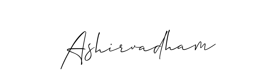 How to make Ashirvadham signature? Allison_Script is a professional autograph style. Create handwritten signature for Ashirvadham name. Ashirvadham signature style 2 images and pictures png
