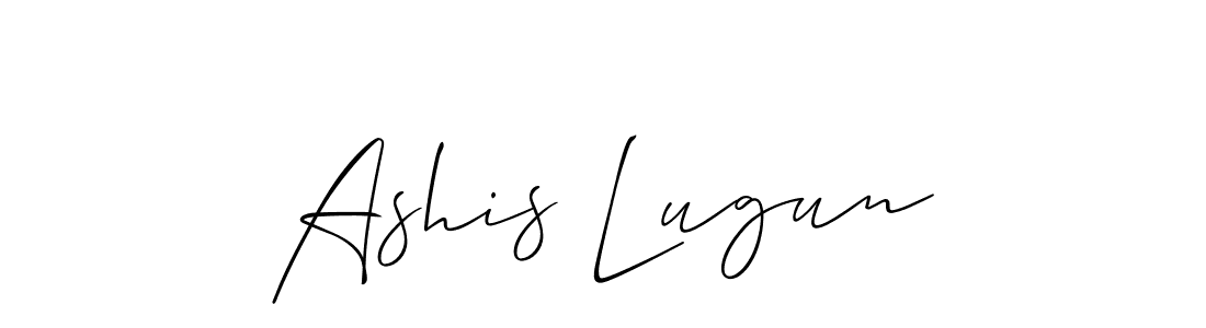 if you are searching for the best signature style for your name Ashis Lugun. so please give up your signature search. here we have designed multiple signature styles  using Allison_Script. Ashis Lugun signature style 2 images and pictures png