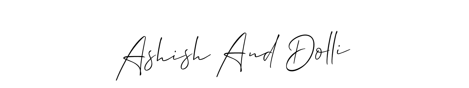 How to Draw Ashish And Dolli signature style? Allison_Script is a latest design signature styles for name Ashish And Dolli. Ashish And Dolli signature style 2 images and pictures png