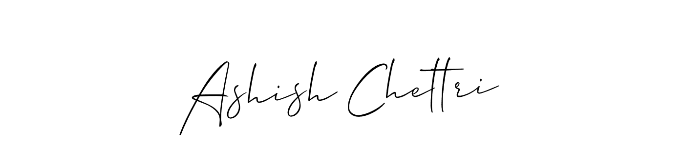 How to make Ashish Chettri name signature. Use Allison_Script style for creating short signs online. This is the latest handwritten sign. Ashish Chettri signature style 2 images and pictures png