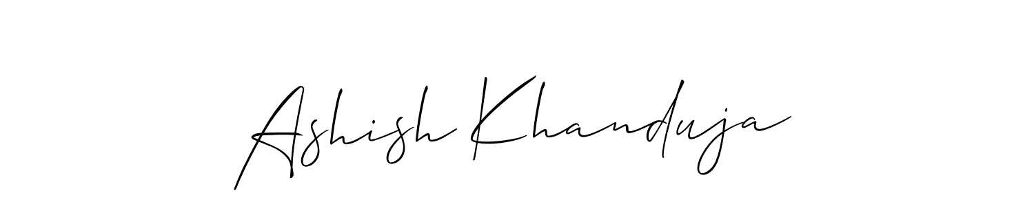 It looks lik you need a new signature style for name Ashish Khanduja. Design unique handwritten (Allison_Script) signature with our free signature maker in just a few clicks. Ashish Khanduja signature style 2 images and pictures png