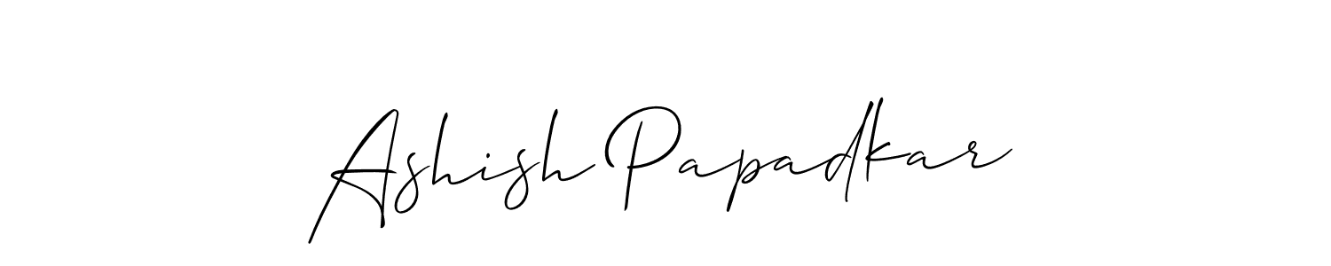 It looks lik you need a new signature style for name Ashish Papadkar. Design unique handwritten (Allison_Script) signature with our free signature maker in just a few clicks. Ashish Papadkar signature style 2 images and pictures png