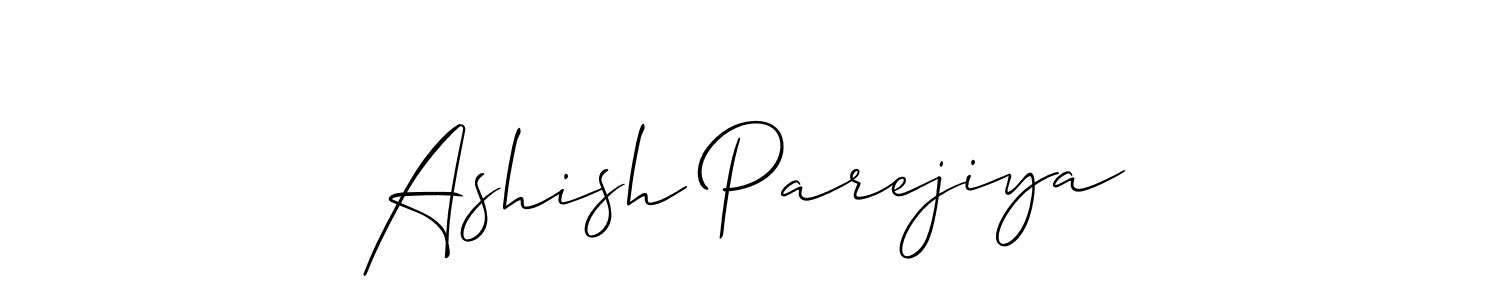 How to make Ashish Parejiya name signature. Use Allison_Script style for creating short signs online. This is the latest handwritten sign. Ashish Parejiya signature style 2 images and pictures png