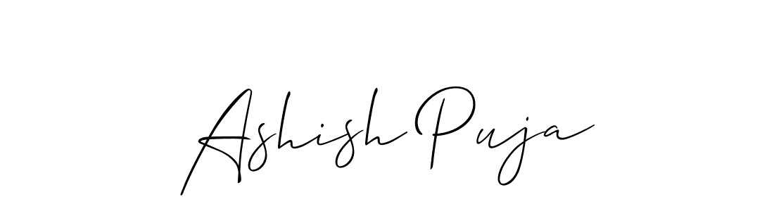 Allison_Script is a professional signature style that is perfect for those who want to add a touch of class to their signature. It is also a great choice for those who want to make their signature more unique. Get Ashish Puja name to fancy signature for free. Ashish Puja signature style 2 images and pictures png