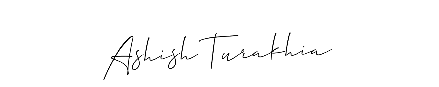 Also we have Ashish Turakhia name is the best signature style. Create professional handwritten signature collection using Allison_Script autograph style. Ashish Turakhia signature style 2 images and pictures png