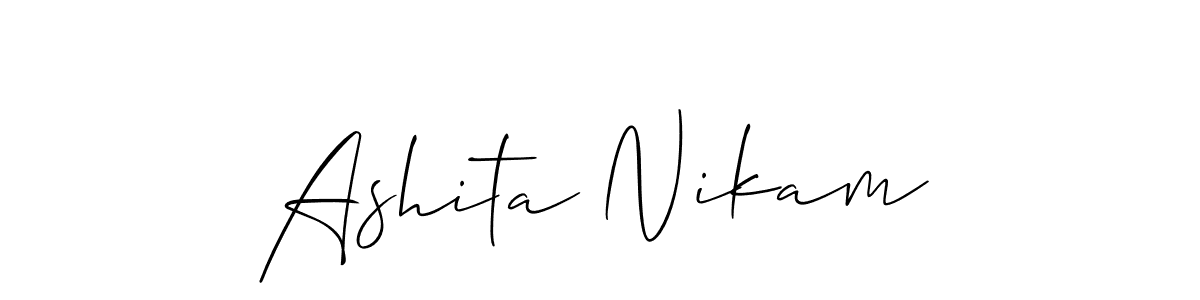 You should practise on your own different ways (Allison_Script) to write your name (Ashita Nikam) in signature. don't let someone else do it for you. Ashita Nikam signature style 2 images and pictures png