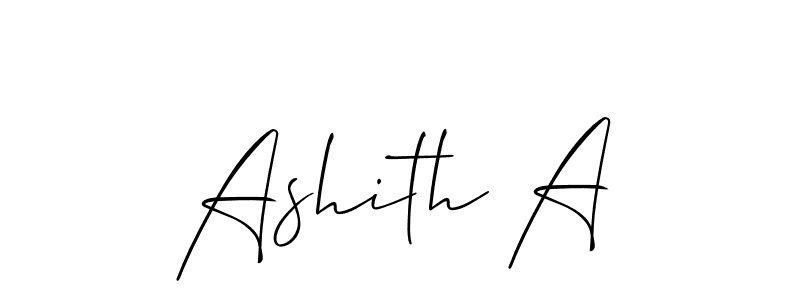 Use a signature maker to create a handwritten signature online. With this signature software, you can design (Allison_Script) your own signature for name Ashith A. Ashith A signature style 2 images and pictures png