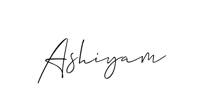 How to make Ashiyam signature? Allison_Script is a professional autograph style. Create handwritten signature for Ashiyam name. Ashiyam signature style 2 images and pictures png