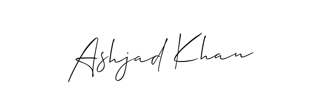Allison_Script is a professional signature style that is perfect for those who want to add a touch of class to their signature. It is also a great choice for those who want to make their signature more unique. Get Ashjad Khan name to fancy signature for free. Ashjad Khan signature style 2 images and pictures png
