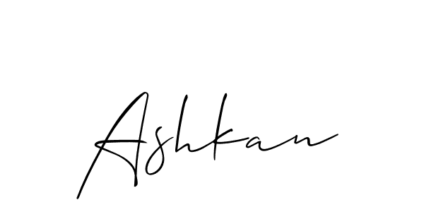 Design your own signature with our free online signature maker. With this signature software, you can create a handwritten (Allison_Script) signature for name Ashkan. Ashkan signature style 2 images and pictures png