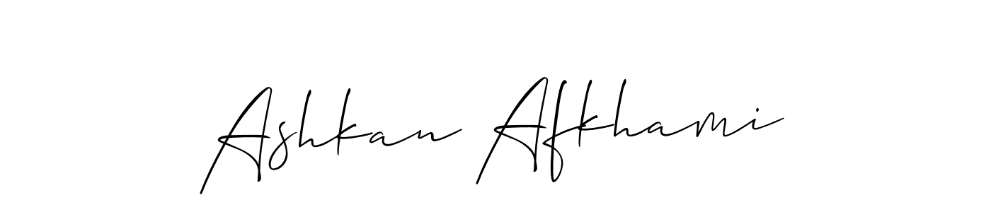 Make a beautiful signature design for name Ashkan Afkhami. With this signature (Allison_Script) style, you can create a handwritten signature for free. Ashkan Afkhami signature style 2 images and pictures png