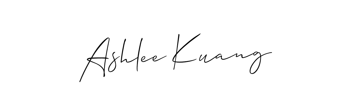 Allison_Script is a professional signature style that is perfect for those who want to add a touch of class to their signature. It is also a great choice for those who want to make their signature more unique. Get Ashlee Kuang name to fancy signature for free. Ashlee Kuang signature style 2 images and pictures png