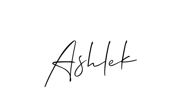 It looks lik you need a new signature style for name Ashlek. Design unique handwritten (Allison_Script) signature with our free signature maker in just a few clicks. Ashlek signature style 2 images and pictures png