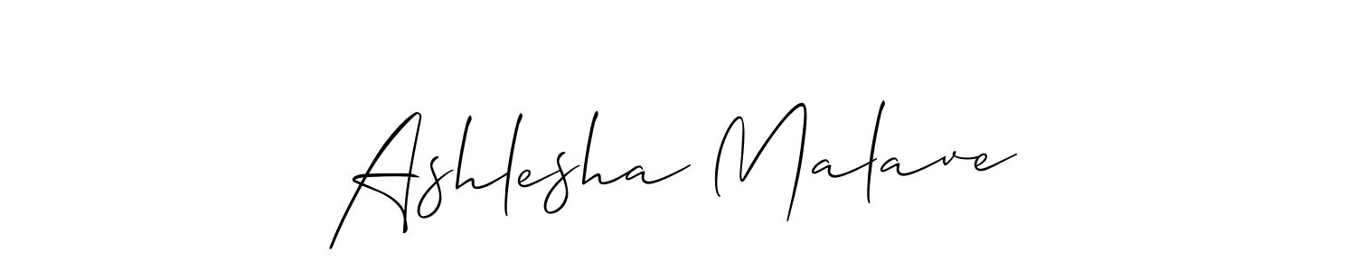 How to make Ashlesha Malave name signature. Use Allison_Script style for creating short signs online. This is the latest handwritten sign. Ashlesha Malave signature style 2 images and pictures png