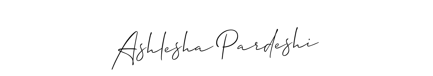 The best way (Allison_Script) to make a short signature is to pick only two or three words in your name. The name Ashlesha Pardeshi include a total of six letters. For converting this name. Ashlesha Pardeshi signature style 2 images and pictures png