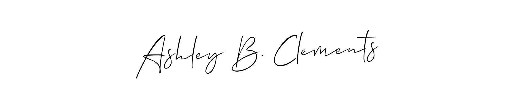 The best way (Allison_Script) to make a short signature is to pick only two or three words in your name. The name Ashley B. Clements include a total of six letters. For converting this name. Ashley B. Clements signature style 2 images and pictures png