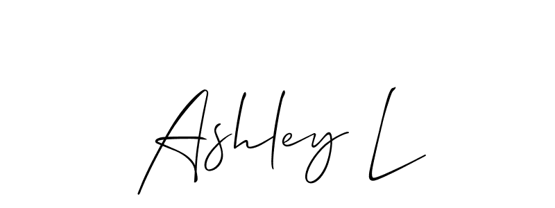 The best way (Allison_Script) to make a short signature is to pick only two or three words in your name. The name Ashley L include a total of six letters. For converting this name. Ashley L signature style 2 images and pictures png