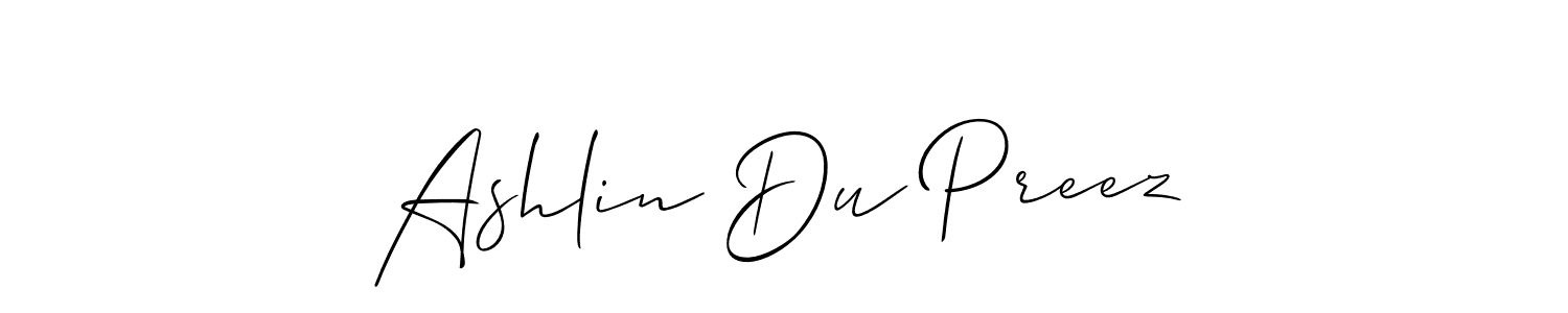 Make a beautiful signature design for name Ashlin Du Preez. With this signature (Allison_Script) style, you can create a handwritten signature for free. Ashlin Du Preez signature style 2 images and pictures png
