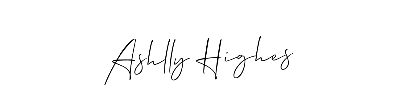 How to make Ashlly Highes signature? Allison_Script is a professional autograph style. Create handwritten signature for Ashlly Highes name. Ashlly Highes signature style 2 images and pictures png