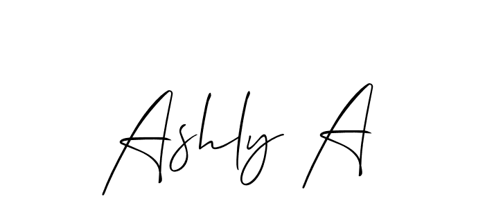 How to make Ashly A name signature. Use Allison_Script style for creating short signs online. This is the latest handwritten sign. Ashly A signature style 2 images and pictures png