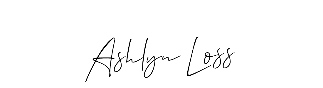 Create a beautiful signature design for name Ashlyn Loss. With this signature (Allison_Script) fonts, you can make a handwritten signature for free. Ashlyn Loss signature style 2 images and pictures png