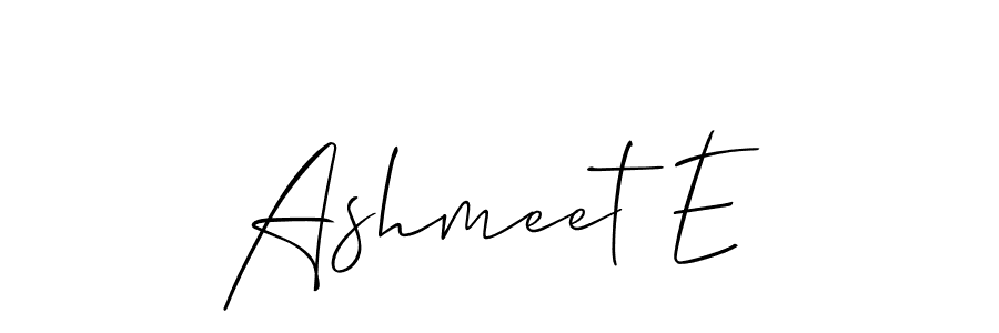 How to make Ashmeet E name signature. Use Allison_Script style for creating short signs online. This is the latest handwritten sign. Ashmeet E signature style 2 images and pictures png