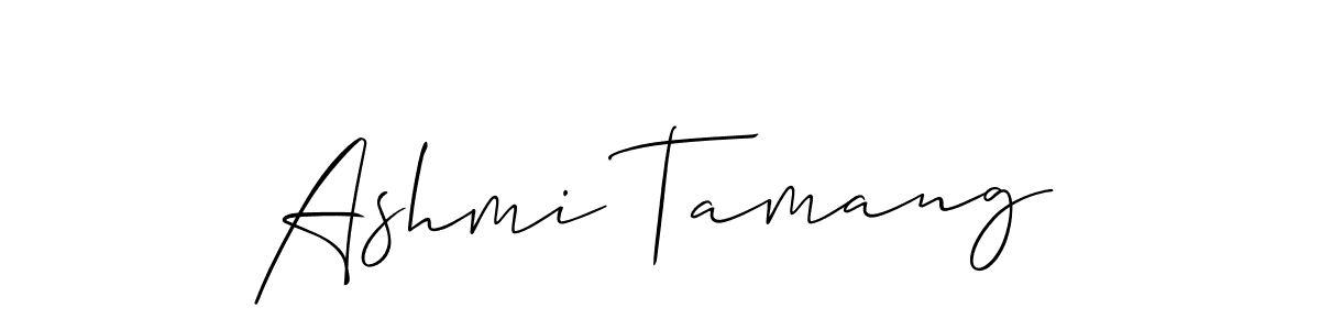 Allison_Script is a professional signature style that is perfect for those who want to add a touch of class to their signature. It is also a great choice for those who want to make their signature more unique. Get Ashmi Tamang name to fancy signature for free. Ashmi Tamang signature style 2 images and pictures png