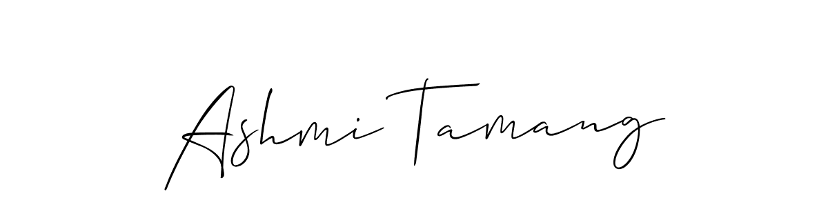 Allison_Script is a professional signature style that is perfect for those who want to add a touch of class to their signature. It is also a great choice for those who want to make their signature more unique. Get Ashmi Tamang name to fancy signature for free. Ashmi Tamang signature style 2 images and pictures png