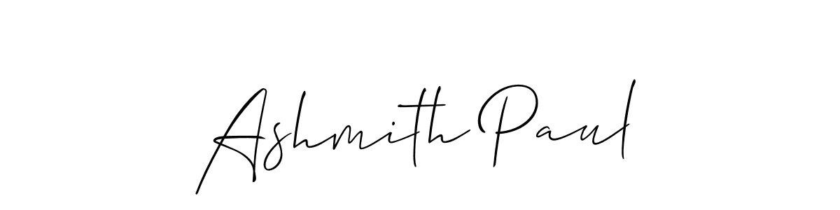 Use a signature maker to create a handwritten signature online. With this signature software, you can design (Allison_Script) your own signature for name Ashmith Paul. Ashmith Paul signature style 2 images and pictures png