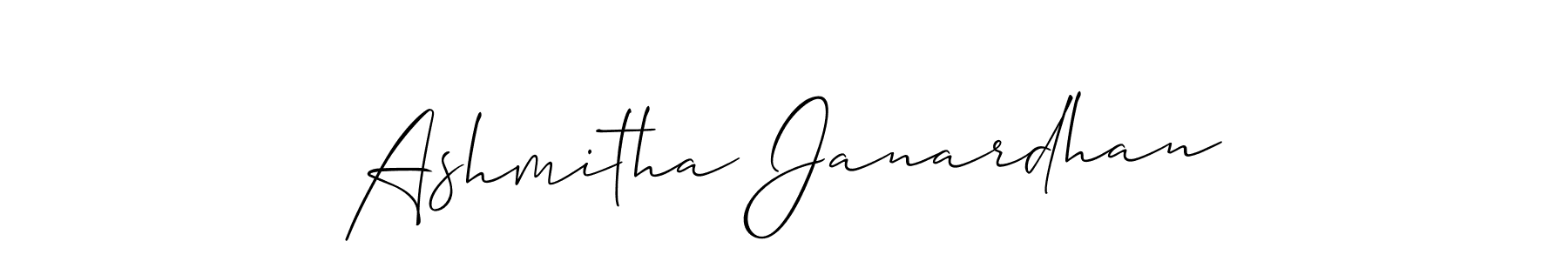 You should practise on your own different ways (Allison_Script) to write your name (Ashmitha Janardhan) in signature. don't let someone else do it for you. Ashmitha Janardhan signature style 2 images and pictures png