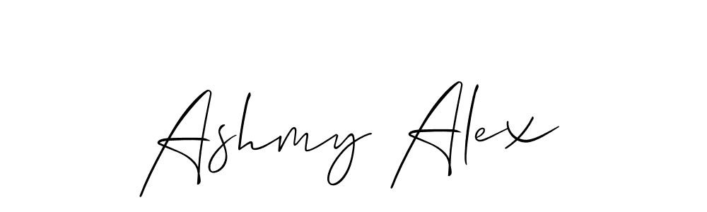 Use a signature maker to create a handwritten signature online. With this signature software, you can design (Allison_Script) your own signature for name Ashmy Alex. Ashmy Alex signature style 2 images and pictures png