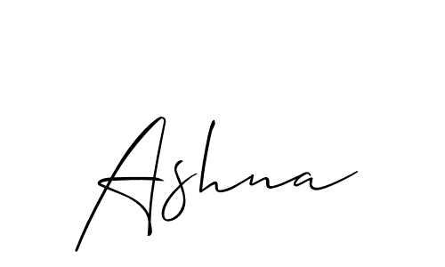 Use a signature maker to create a handwritten signature online. With this signature software, you can design (Allison_Script) your own signature for name Ashna. Ashna signature style 2 images and pictures png