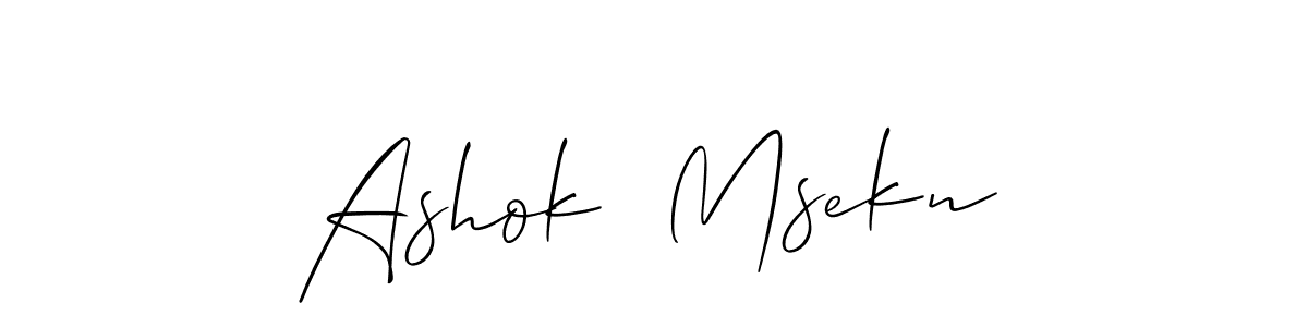 The best way (Allison_Script) to make a short signature is to pick only two or three words in your name. The name Ashok  Msekn include a total of six letters. For converting this name. Ashok  Msekn signature style 2 images and pictures png