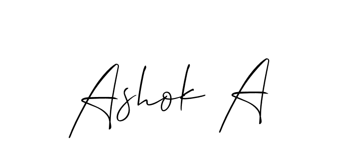 Ashok A stylish signature style. Best Handwritten Sign (Allison_Script) for my name. Handwritten Signature Collection Ideas for my name Ashok A. Ashok A signature style 2 images and pictures png