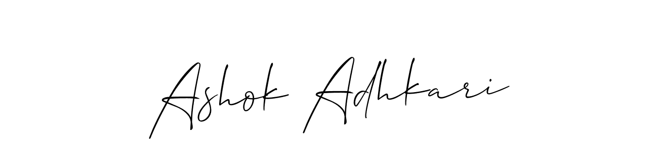 Allison_Script is a professional signature style that is perfect for those who want to add a touch of class to their signature. It is also a great choice for those who want to make their signature more unique. Get Ashok Adhkari name to fancy signature for free. Ashok Adhkari signature style 2 images and pictures png