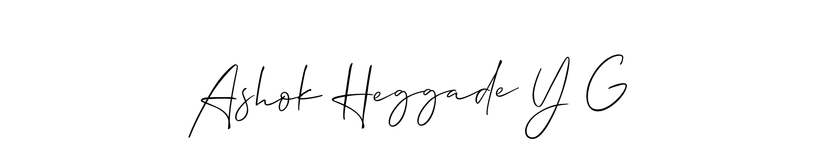 if you are searching for the best signature style for your name Ashok Heggade Y G. so please give up your signature search. here we have designed multiple signature styles  using Allison_Script. Ashok Heggade Y G signature style 2 images and pictures png