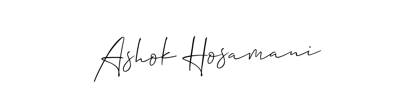 How to make Ashok Hosamani name signature. Use Allison_Script style for creating short signs online. This is the latest handwritten sign. Ashok Hosamani signature style 2 images and pictures png