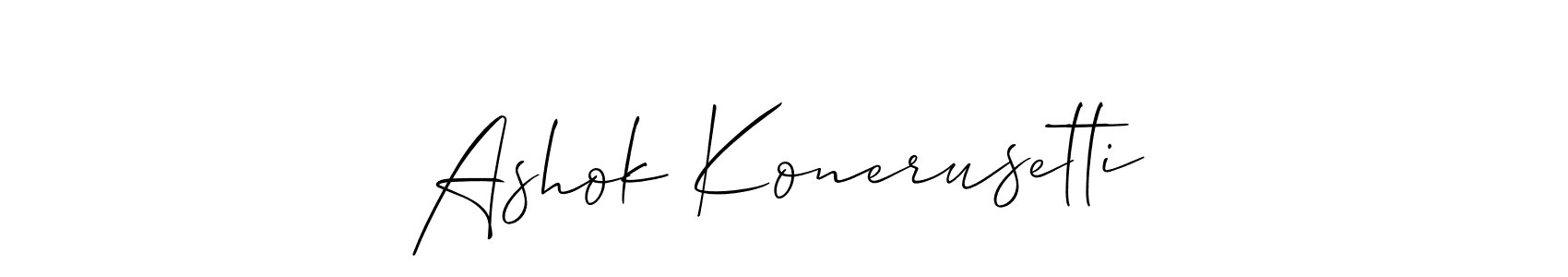 How to make Ashok Konerusetti name signature. Use Allison_Script style for creating short signs online. This is the latest handwritten sign. Ashok Konerusetti signature style 2 images and pictures png