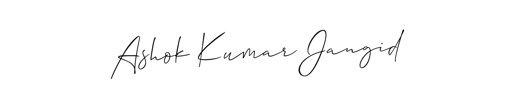 How to make Ashok Kumar Jangid name signature. Use Allison_Script style for creating short signs online. This is the latest handwritten sign. Ashok Kumar Jangid signature style 2 images and pictures png