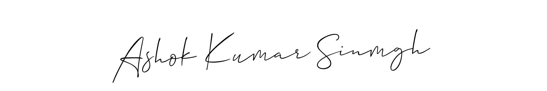 The best way (Allison_Script) to make a short signature is to pick only two or three words in your name. The name Ashok Kumar Sinmgh include a total of six letters. For converting this name. Ashok Kumar Sinmgh signature style 2 images and pictures png