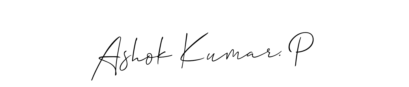 Create a beautiful signature design for name Ashok Kumar. P. With this signature (Allison_Script) fonts, you can make a handwritten signature for free. Ashok Kumar. P signature style 2 images and pictures png